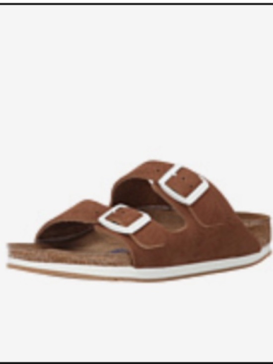Birkenstock Shoes - Birkenstock Brown Suede Arizona Two-Strap Sandals